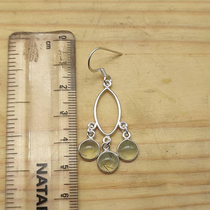 Designer Prehnite Round Earring – Artisan Silver Jewelry