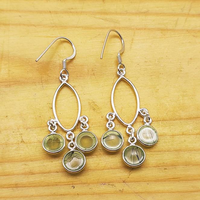 Designer Prehnite Round Earring – Artisan Silver Jewelry