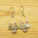 Designer Prehnite Round Earring – Artisan Silver Jewelry