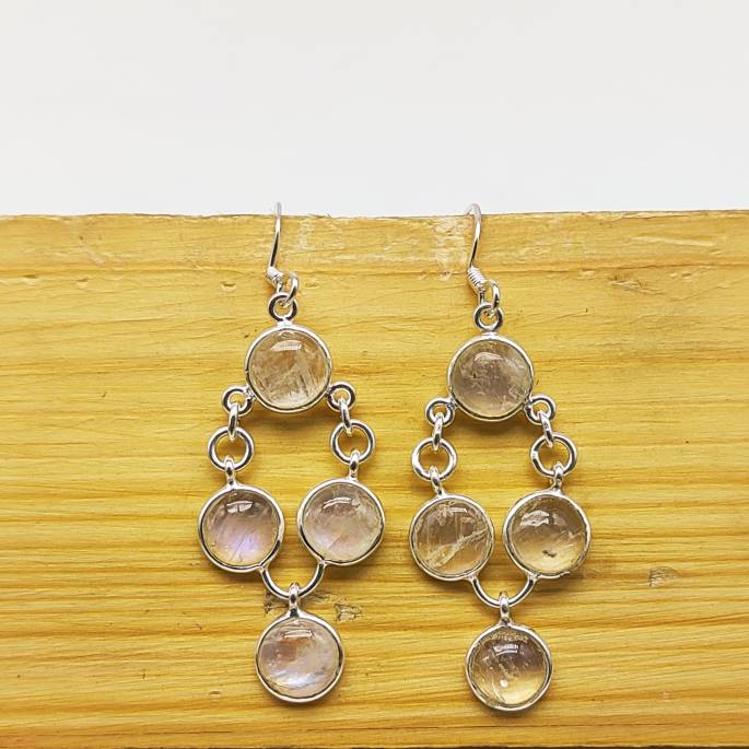 Handcrafted Moonstone Dangle Earring –Minimal Boho Design