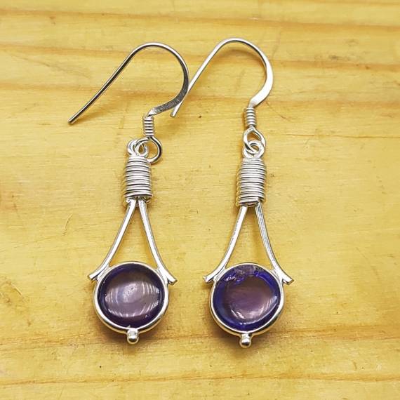 Boho Amethyst Silver Earrings – Elegant Everyday Wear