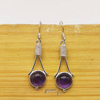 Boho Amethyst Silver Earrings – Elegant Everyday Wear