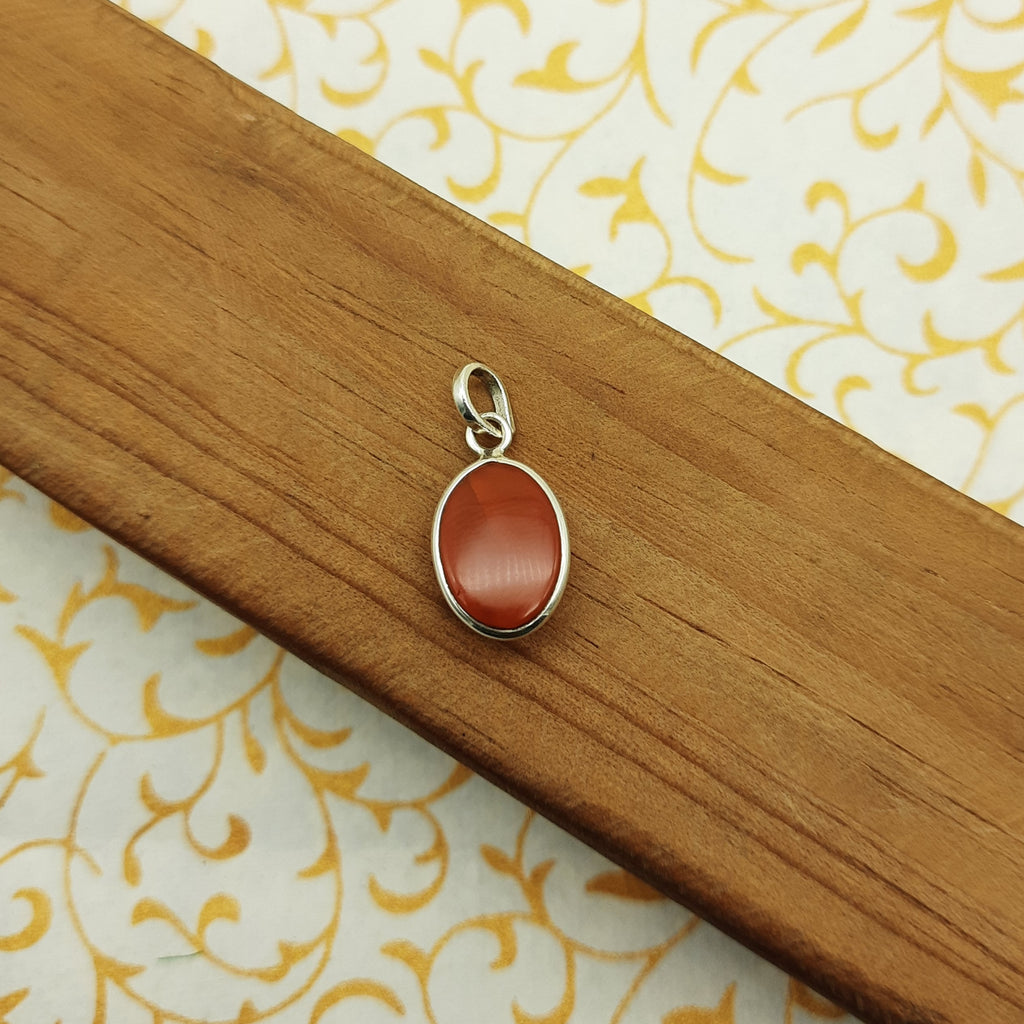 925 Sterling Silver Carnelian Pendant – Natural Gemstone Bezel Set | Energy & Confidence Stone