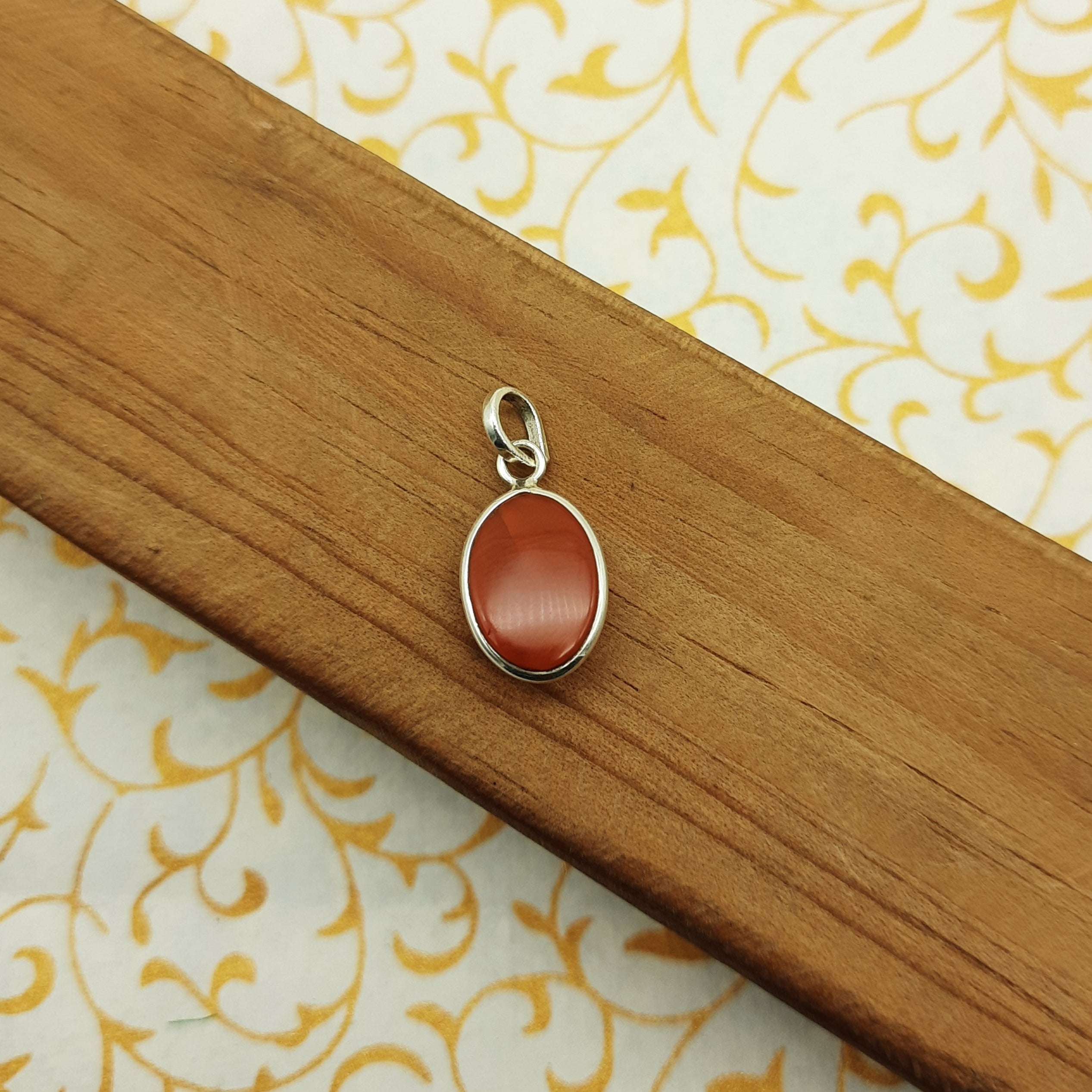 925 Sterling Silver Carnelian Pendant – Natural Gemstone Bezel Set | Energy & Confidence Stone
