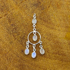 Moonstone Nepali Bohemian Handmade Silver Pendant