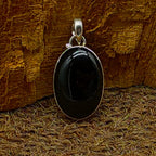 Black Onyx Cabochon 925 Silver Boho Pendant Necklace