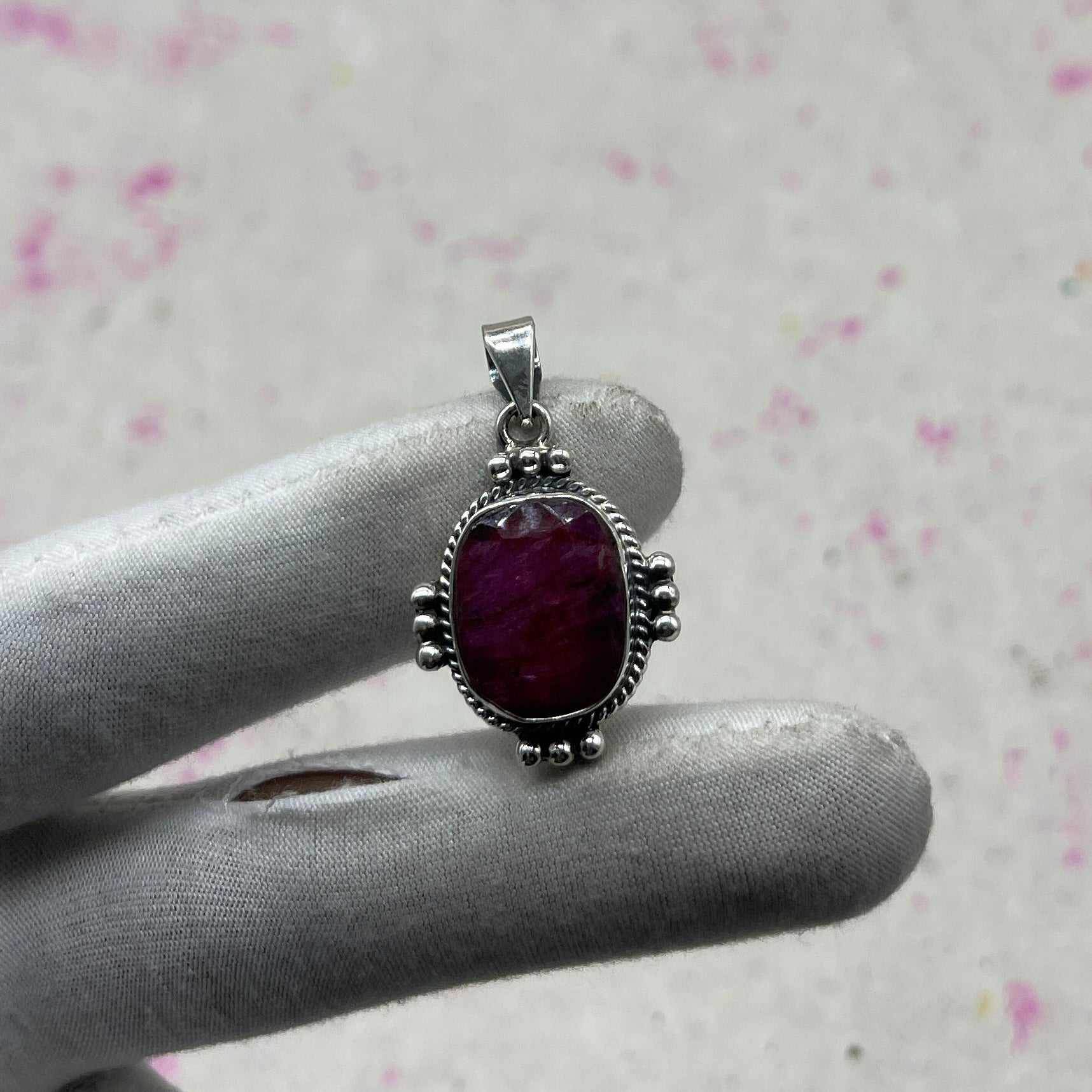 Dyed Ruby 925 Sterling Silver Pendant – Designer Silver Jewelry