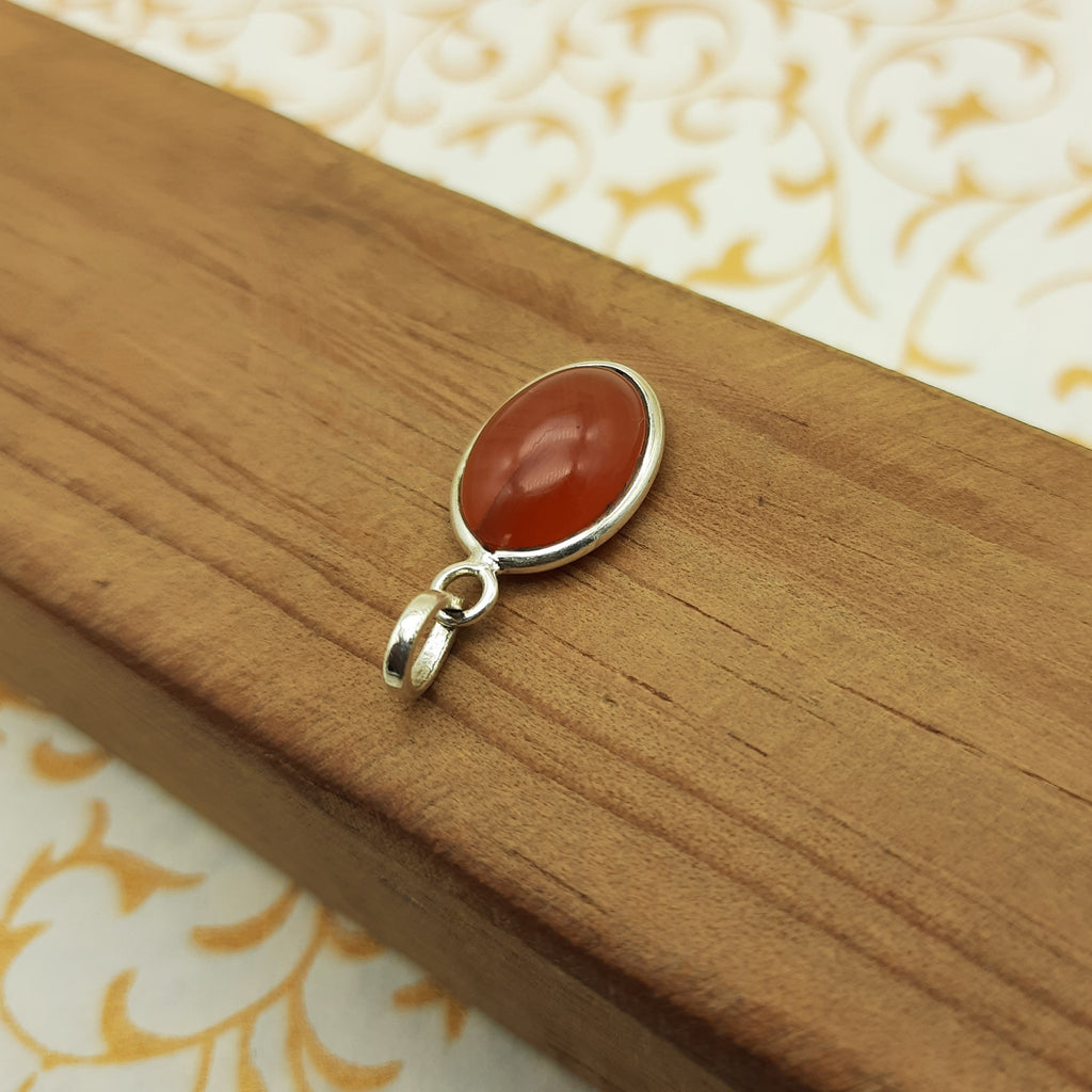925 Sterling Silver Carnelian Pendant – Natural Gemstone Bezel Set | Energy & Confidence Stone