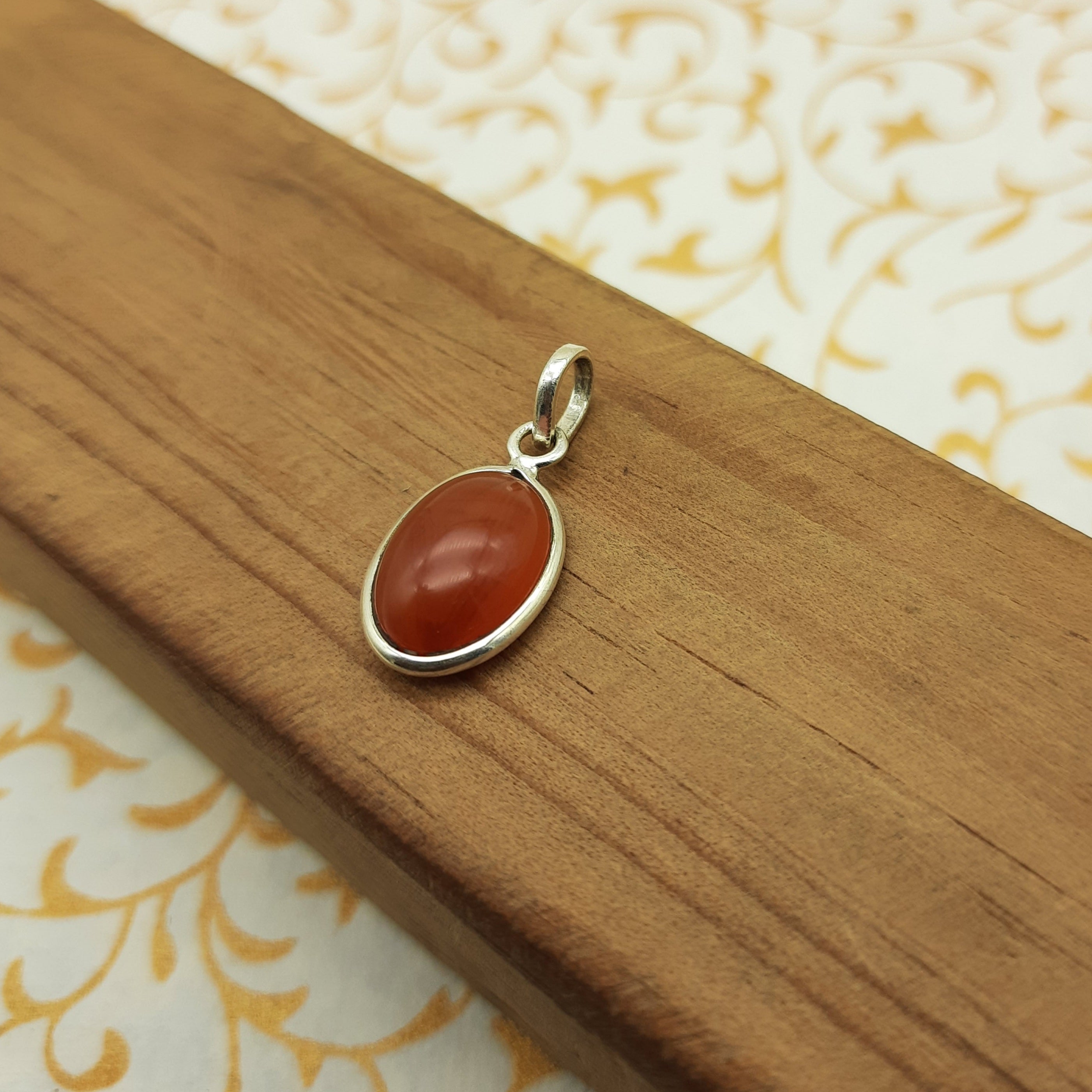 925 Sterling Silver Carnelian Pendant – Natural Gemstone Bezel Set | Energy & Confidence Stone