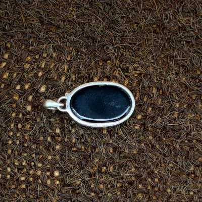 Black Onyx Cabochon 925 Silver Boho Pendant Necklace