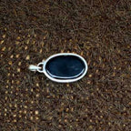 Black Onyx Cabochon 925 Silver Boho Pendant Necklace