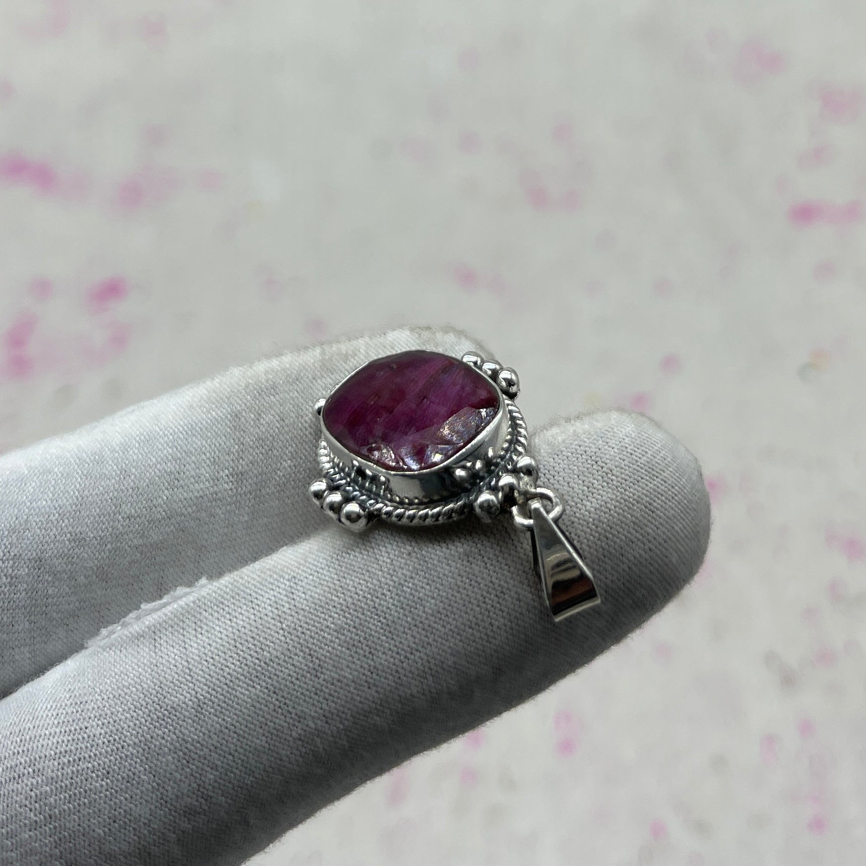 Dyed Ruby 925 Sterling Silver Pendant – Designer Silver Jewelry