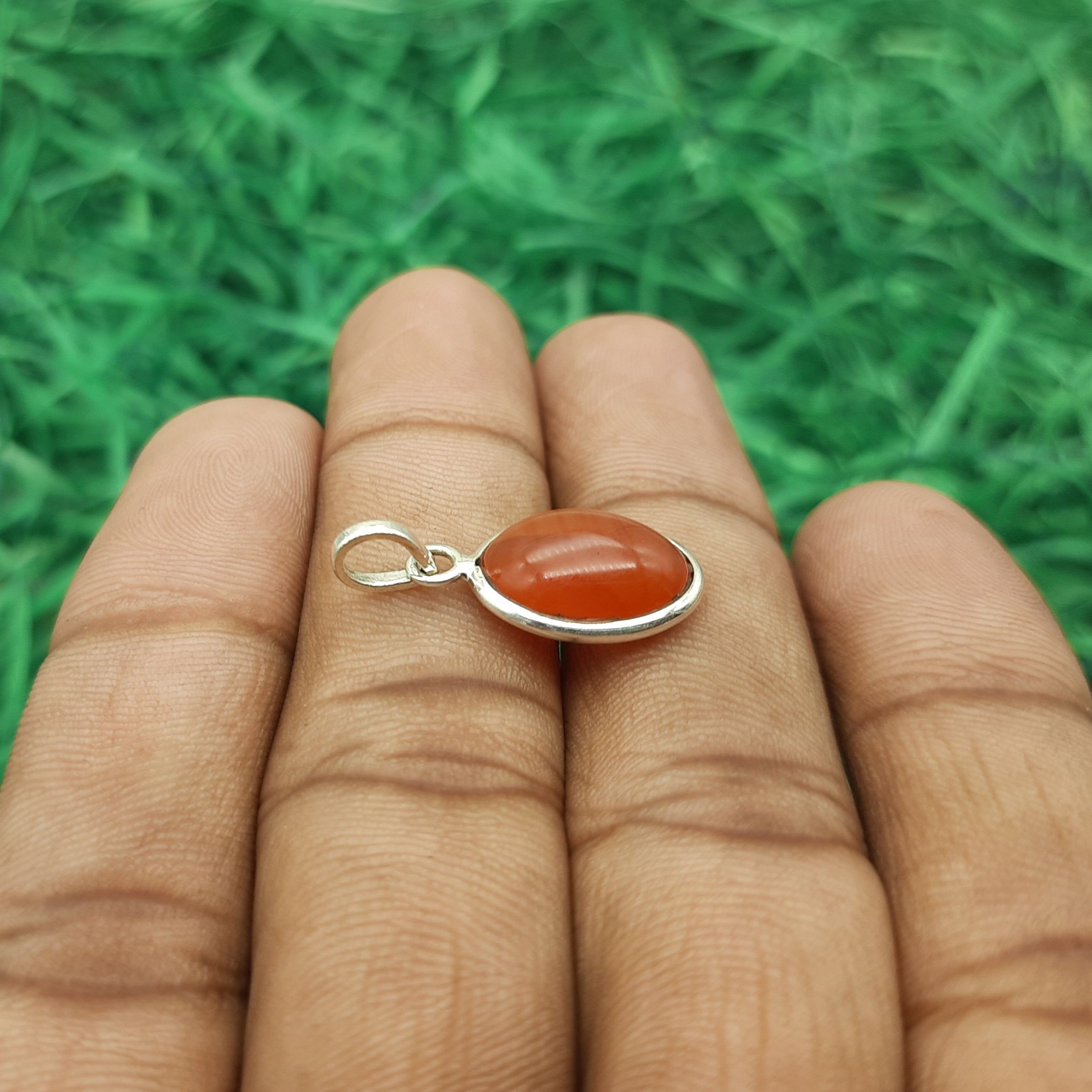 925 Sterling Silver Carnelian Pendant – Natural Gemstone Bezel Set | Energy & Confidence Stone