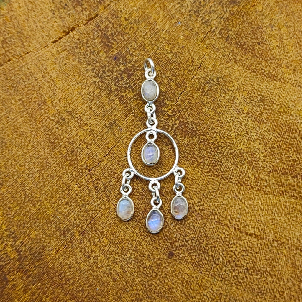 Moonstone Nepali Bohemian Handmade Silver Pendant