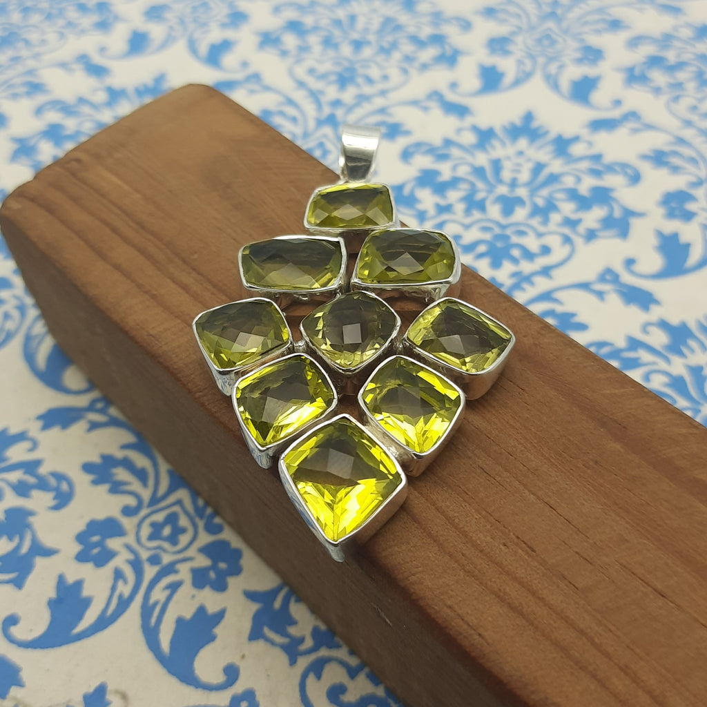 Lemon Topaz Faceted 925 Silver Necklace Gift Women