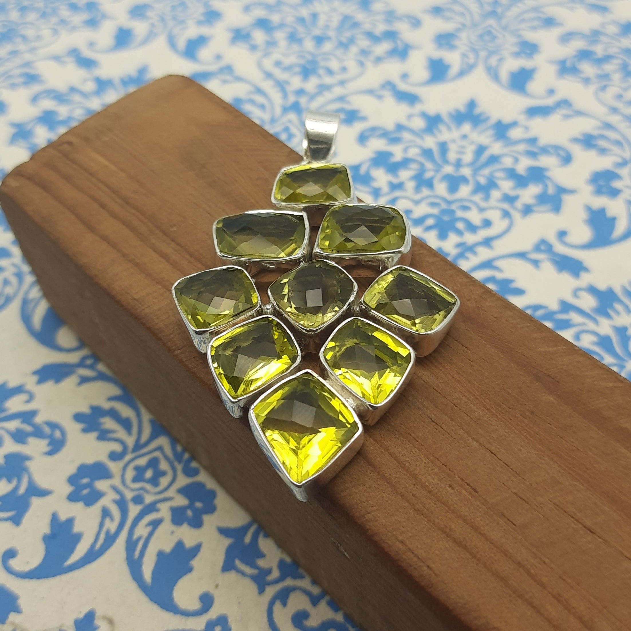 Lemon Topaz Faceted 925 Silver Necklace Gift Women