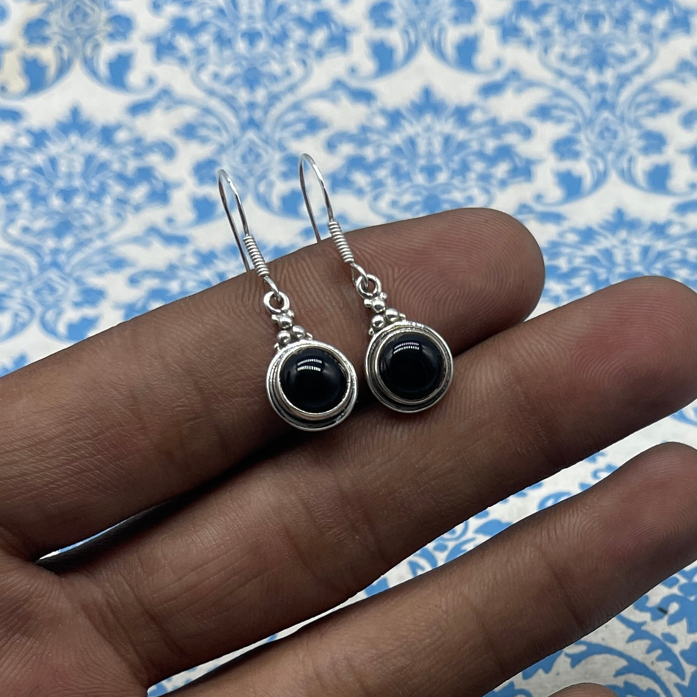 925 Silver Black Onyx Dangle Earrings – Statement Gemstone Jewelry