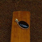 Black Onyx Cabochon 925 Silver Boho Pendant Necklace