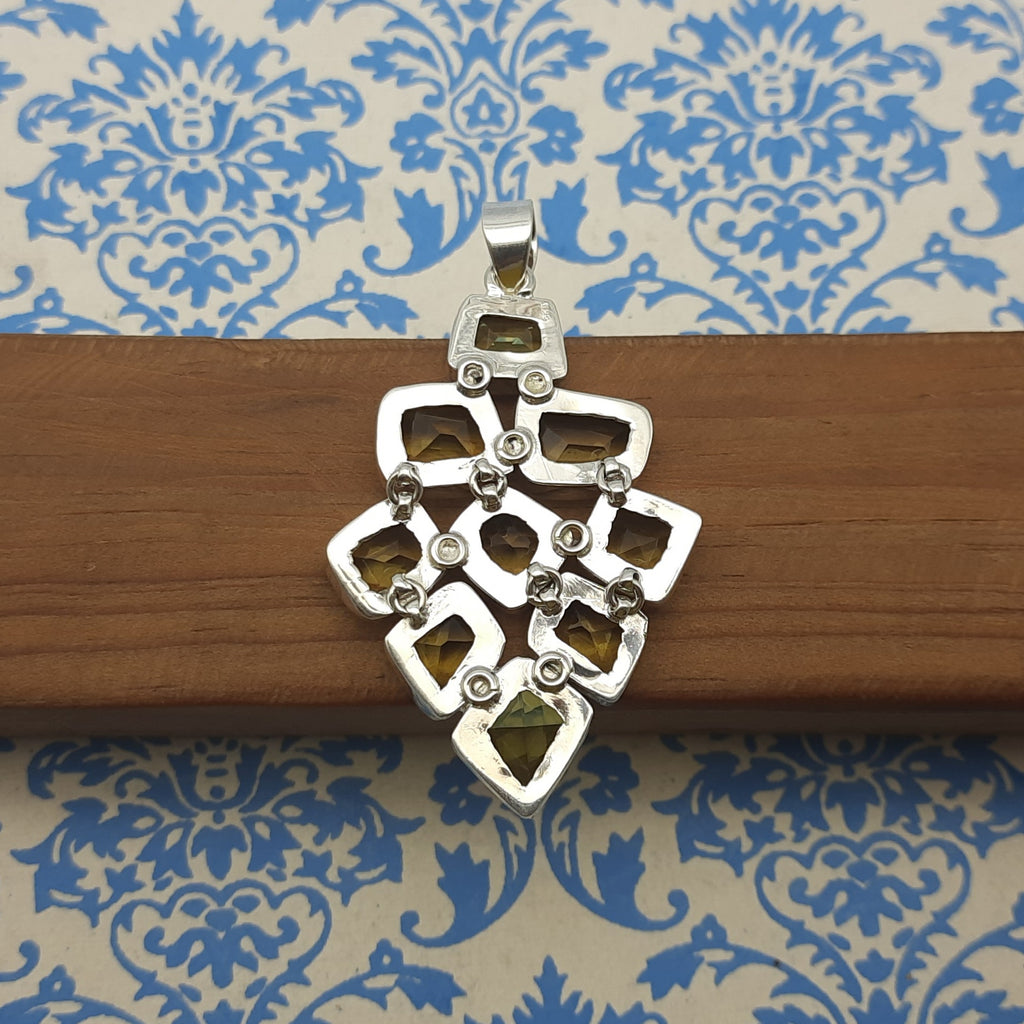 Lemon Topaz Faceted 925 Silver Necklace Gift Women