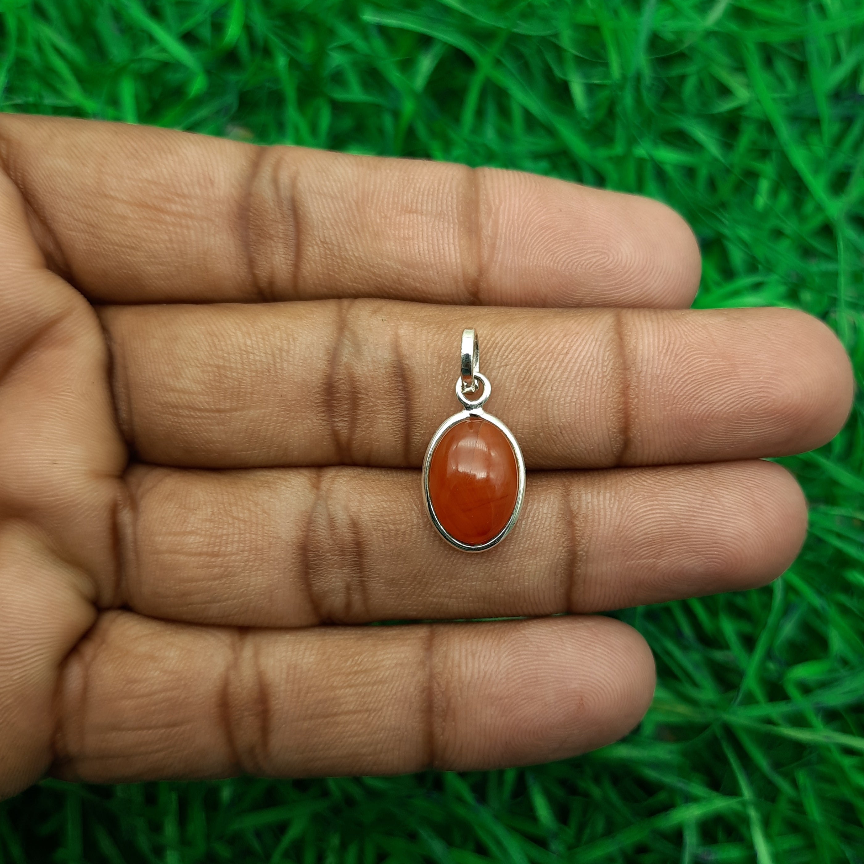 925 Sterling Silver Carnelian Pendant – Natural Gemstone Bezel Set | Energy & Confidence Stone