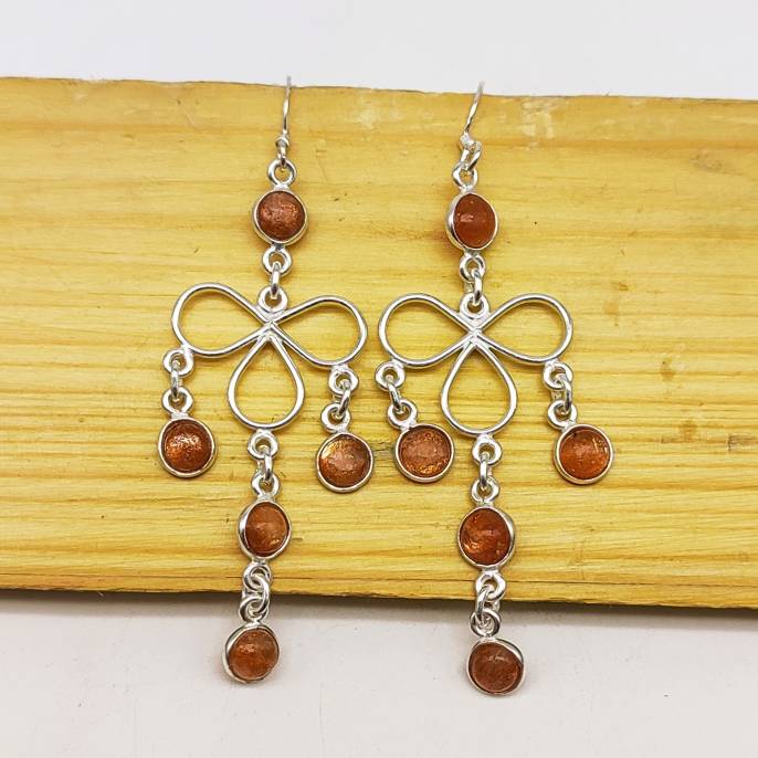 Elegant Sunstone Earrings – 925 Sterling Silver Round Designs