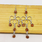 Elegant Sunstone Earrings – 925 Sterling Silver Round Designs
