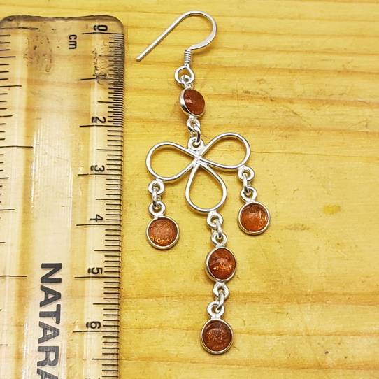 Elegant Sunstone Earrings – 925 Sterling Silver Round Designs