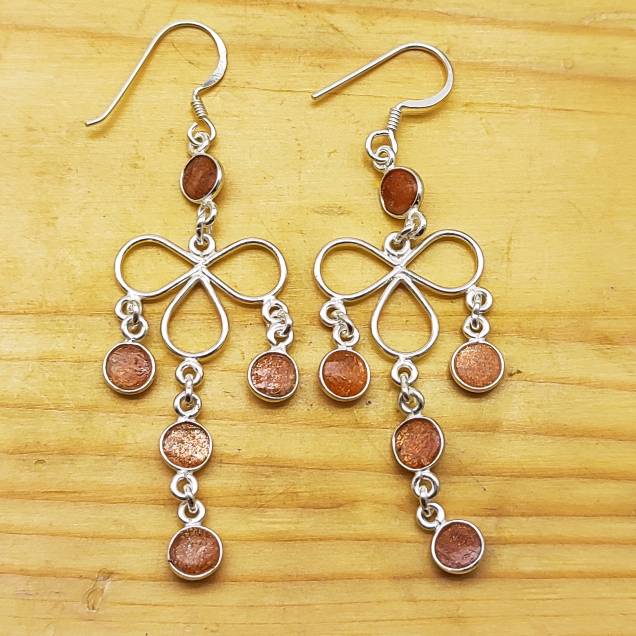 Elegant Sunstone Earrings – 925 Sterling Silver Round Designs