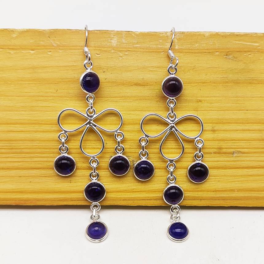 Designer Amethst Earrings – 925 Sterling Silver Round Designs