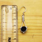 Black Onyx Gemstone Round Earrings in Sterling Silver – Handmade Jewelry