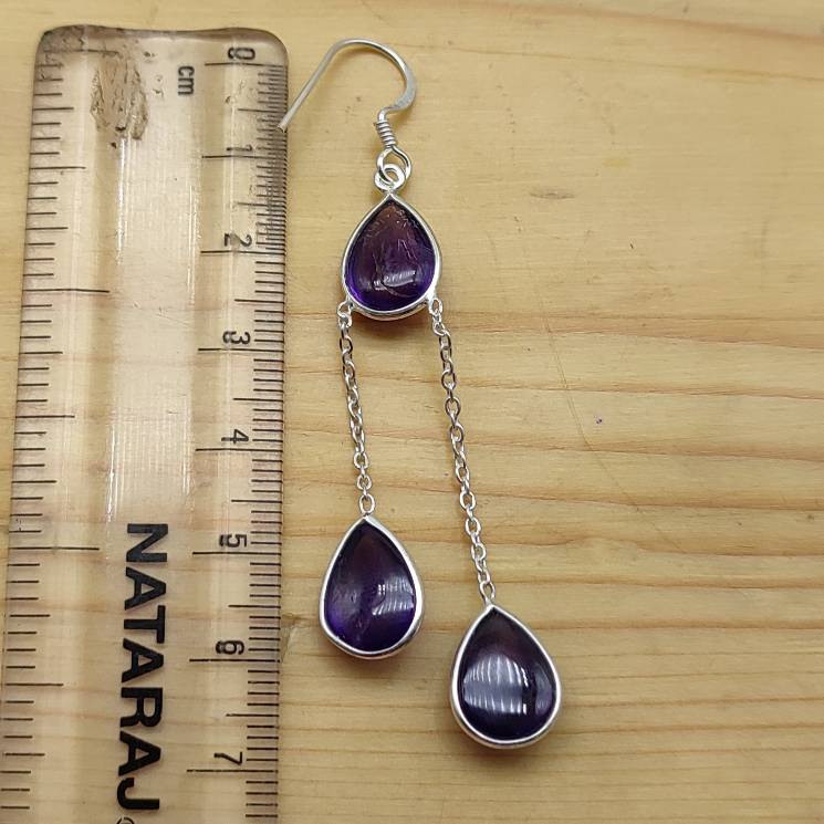Amethyst Gemstone Dangle Earrings – Elegant Drop Style