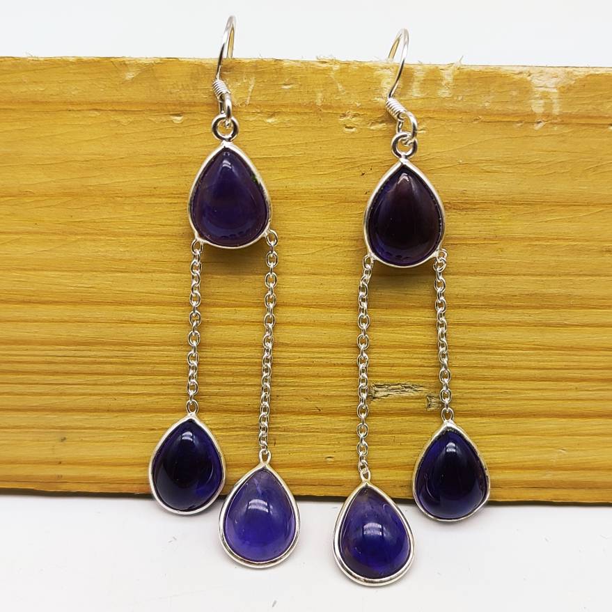Amethyst Gemstone Dangle Earrings – Elegant Drop Style