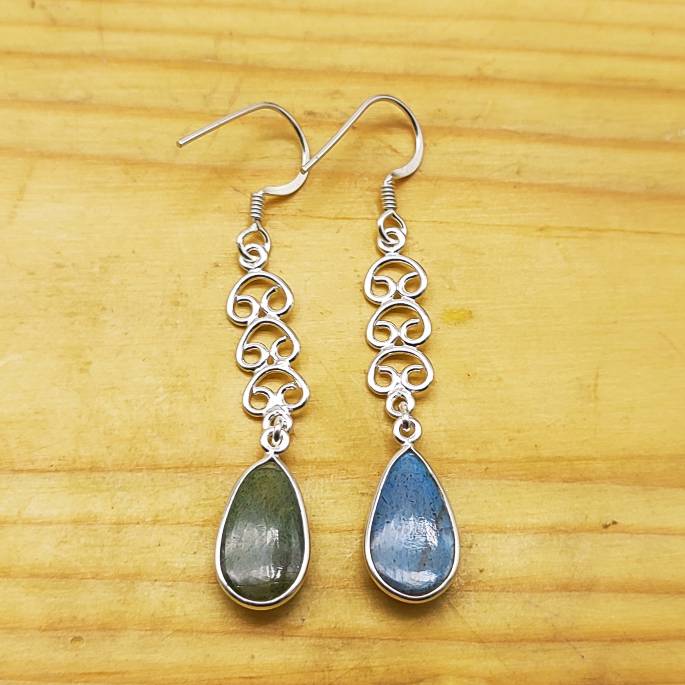 Labradorite Statement Drop Earrings – Handcrafted & Unique