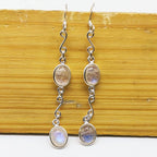 Minimalist White Stone Oval Earrings – Boho Statement Style