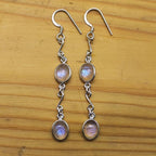 Minimalist White Stone Oval Earrings – Boho Statement Style