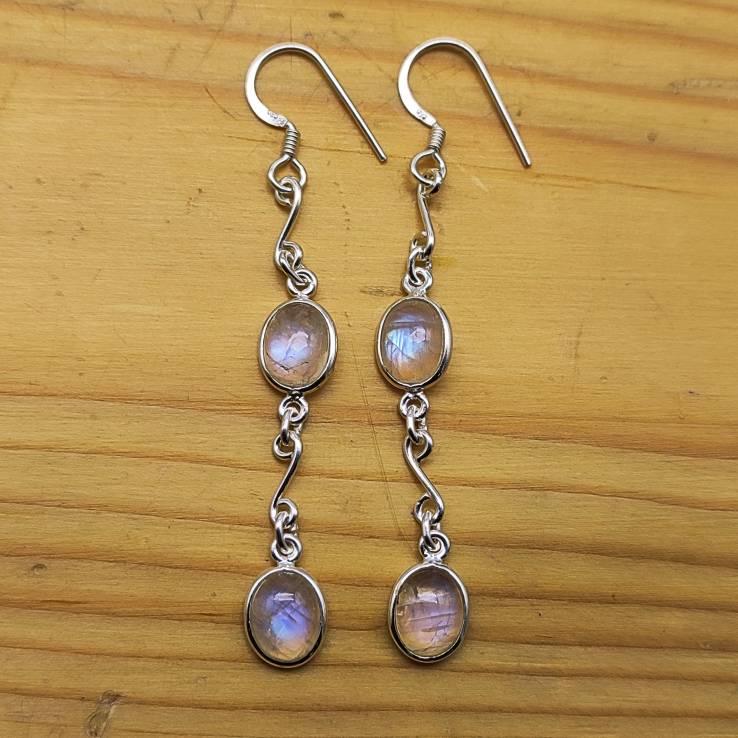 Minimalist White Stone Oval Earrings – Boho Statement Style