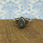925 Sterling Silver Labradorite Gemstone Fancy Ring For Women