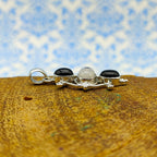 Rainbow Moonstone & Black Onyx Nepali Bohemian Silver Pendant