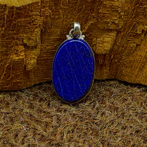 Lapis Lazuli Cabochon 925 Silver Boho Pendant Necklace