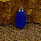 Lapis Lazuli Cabochon 925 Silver Boho Pendant Necklace