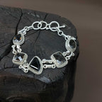 Elegant Natural Smokey Quartz Silver Bezel Bracelet Jewelry