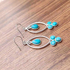 Elegant 925 Sterling Silver Turquoise Dangle Earrings