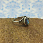 925 Sterling Silver Labradorite Gemstone Fancy Ring For Women