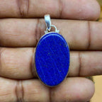 Lapis Lazuli Cabochon 925 Silver Boho Pendant Necklace