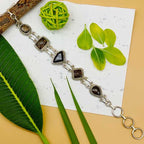 Elegant Natural Smokey Quartz Silver Bezel Bracelet Jewelry