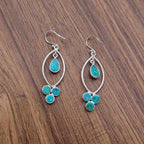 Elegant 925 Sterling Silver Turquoise Dangle Earrings
