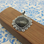 Nit Night Quartz Cushion 925 Silver Bezel Pendant