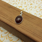 925 Sterling Silver Hessonite Garnet Pendant – Natural Gemstone Bezel Set | Vedic Astrology Rahu Stone