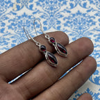 925 Sterling Silver Marquise Dangle Garnet Statement Earring
