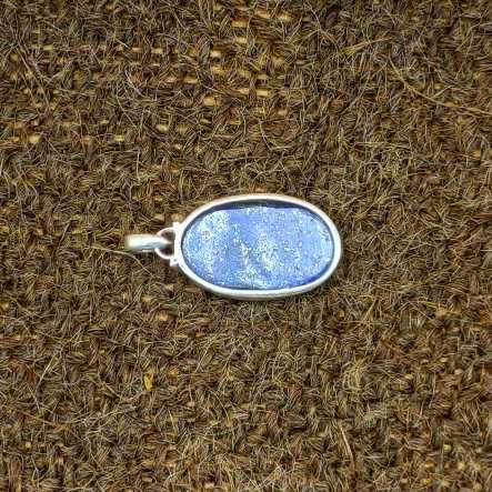 Lapis Lazuli Cabochon 925 Silver Boho Pendant Necklace